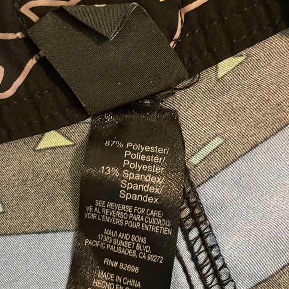 Maui and Sons Blue Geometric Swim Board Shorts Size 32 - Picture 15 of 16